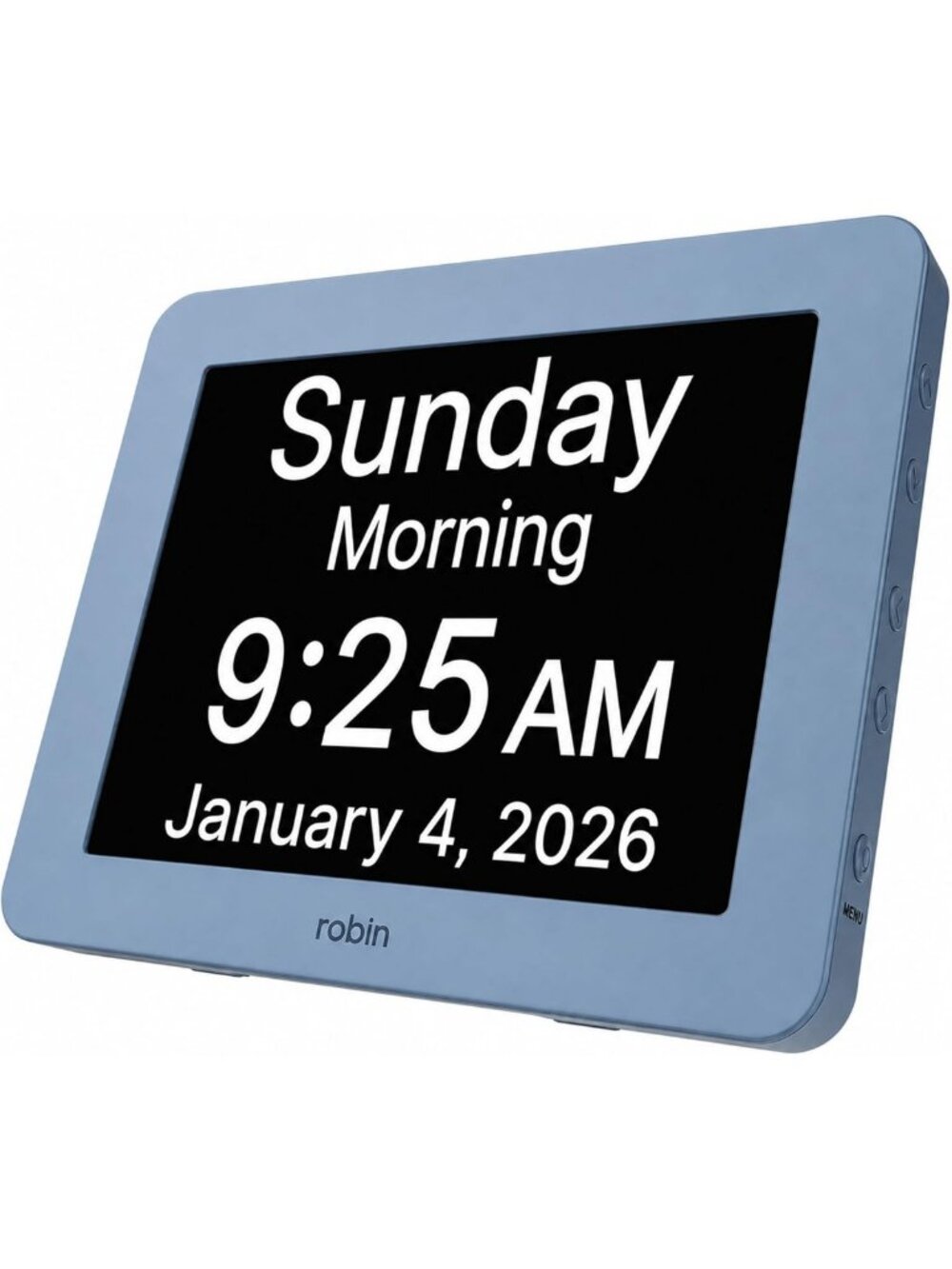 Large 8" Digital Calendar Clock for Seniors - Talking Alarm, Easy-to-Read
